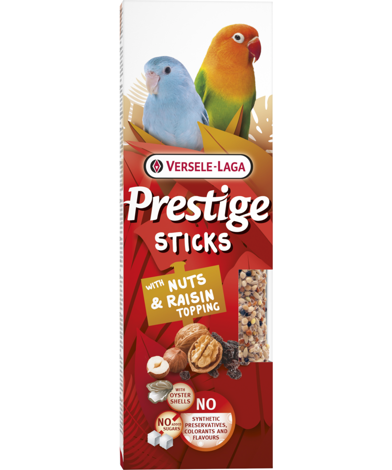 Стикове за неразделки и малки папагали с ядки и стафиди Versele-Laga Prestige Sticks