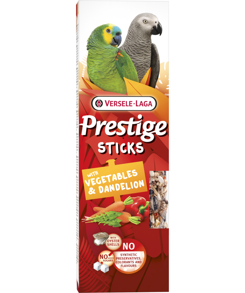 Стикове за големи папагали със зеленчуци и глухарче Versele-Laga Prestige Sticks