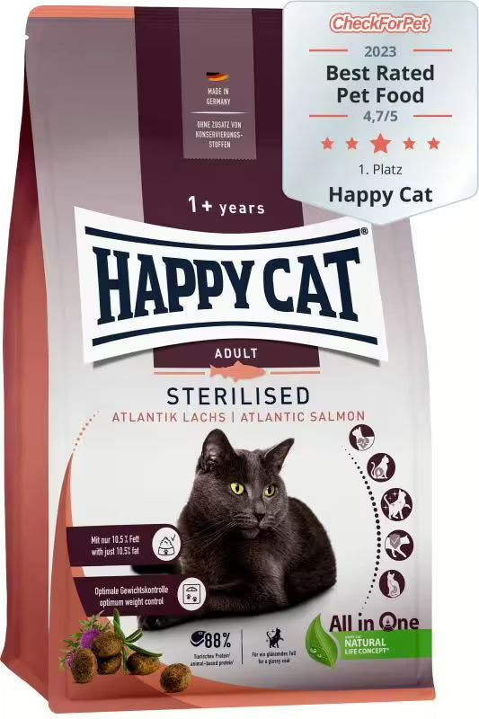 Храна за котки Happy Cat Sterilised Adult Atlantic Salmon със сьомга