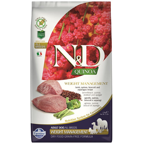 Храна за кучета с агнешко, киноа, броколи N&D QUINOA Weight Management