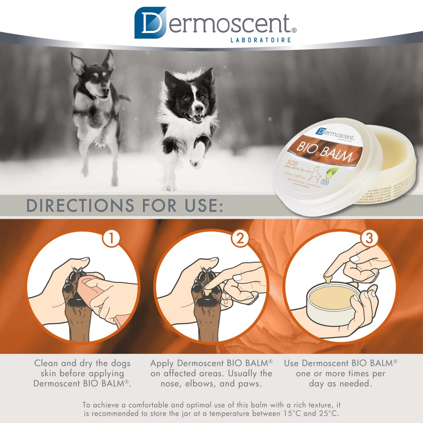 Dermoscent BIO BALM - Натурален възстановяващ балсам за суха и напукана кожа при кучета - снимка 2 от 4
