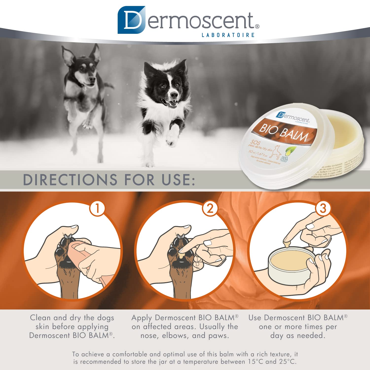Dermoscent BIO BALM - Натурален възстановяващ балсам за суха и напукана кожа при кучета - снимка 2 от 4