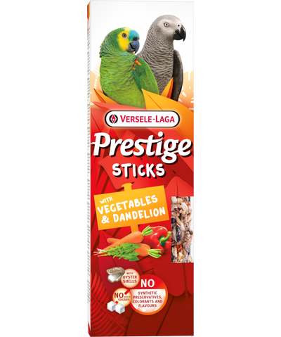 Стикове за големи папагали със зеленчуци и глухарче Versele-Laga Prestige Sticks