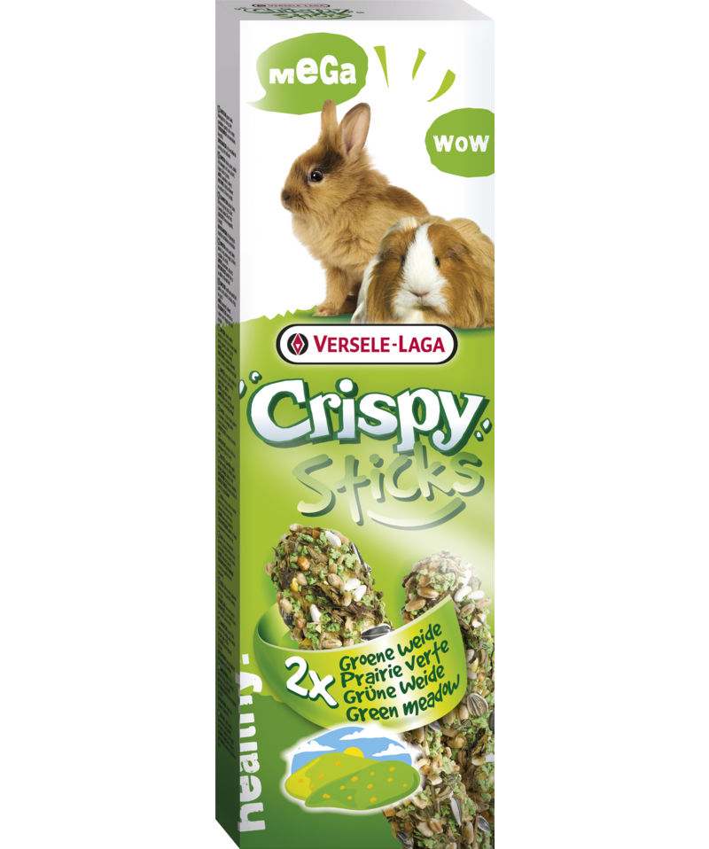 Голям стик за зайци и морски свинчета Versele-Laga Crispy Mega Sticks Green Meadow