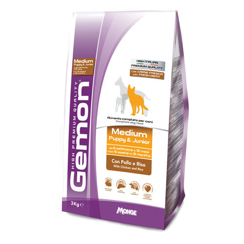 Първокласна храна за кученца GEMON Medium Puppy & Junior- с пилешко и ориз - снимка 1 от 3