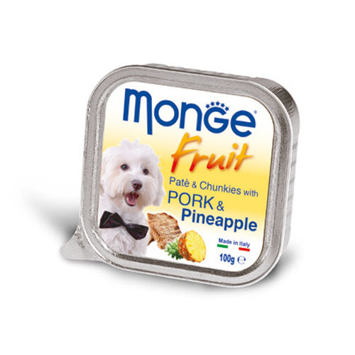 Пастет и хапки за кучета в зряла възраст Monge Fruit съ свинско&ананас - снимка 1 от 2