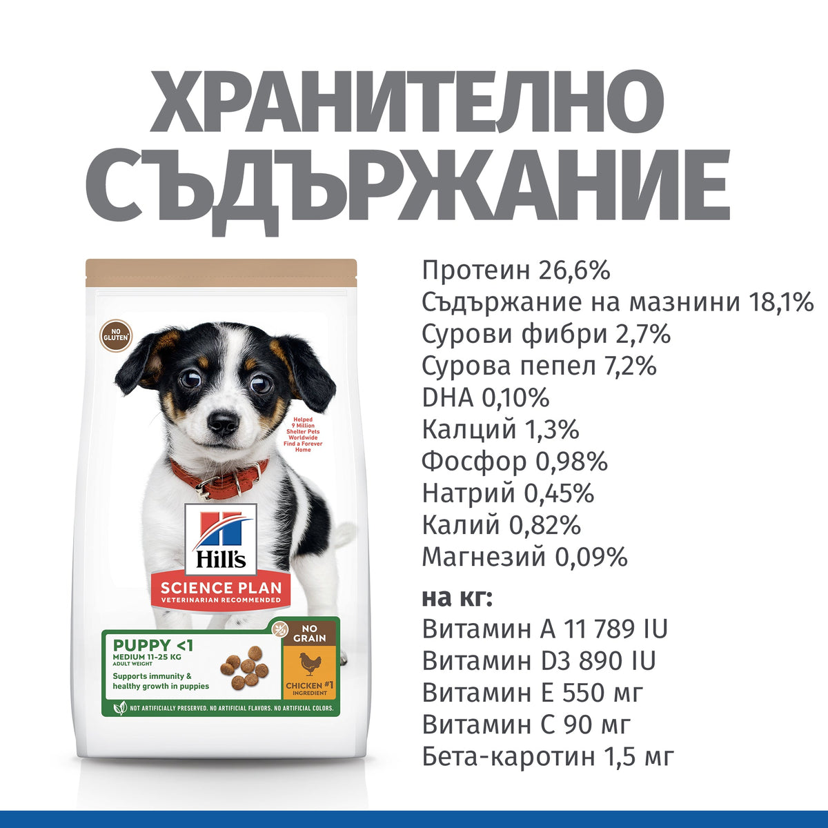 Пълноценна храна за кучета Hill’s SP NO GRAIN Puppy Small&Medium с пилешко - снимка 6 от 8