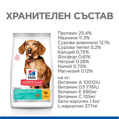 HILL’S SCIENCE PLAN Adult Small & Mini Perfect Weight с пилешко - снимка 2 от 6