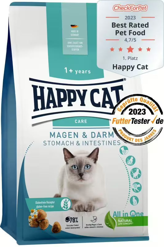 Храна за котки Happy Cat Care Stomach & Intestines с патешко за чувствително храносмилане