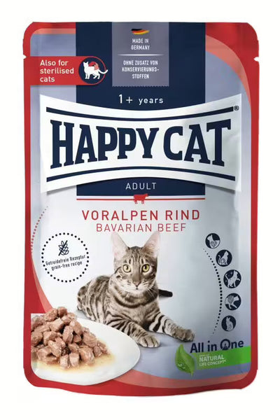 Пауч за котки Happy Cat Culinary Bavarian Beef с говеждо месо в сос, без зърнени съставки