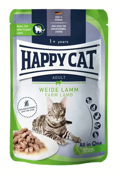 Пауч за котки Happy Cat Culinary Pasture-raised Lamb с агнешко месо в сос, без зърнени съставки