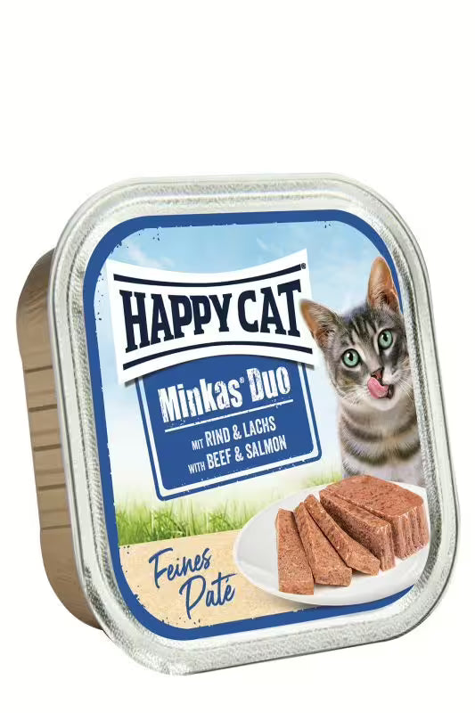 Консерва (пастет) за котки Happy Cat Minkas Duo с говеждо и дива сьомга