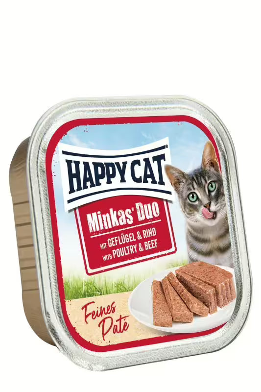 Консерва (пастет) за котки Happy Cat Minkas Duo с птиче месо и говеждо