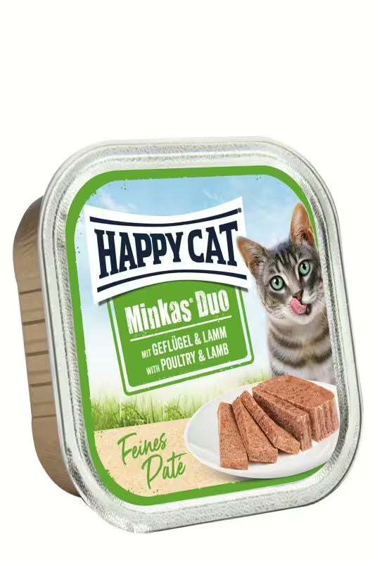 Консерва (пастет) за котки Happy Cat Minkas Duo с птиче месо и агнешко