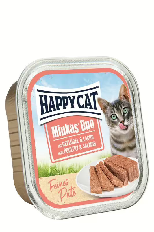 Консерва (пастет) за котки Happy Cat Minkas Duo с птиче месо и сьомга