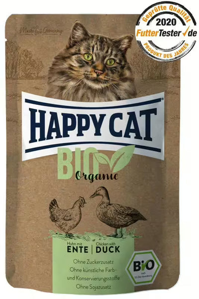 Пауч за котки Happy Cat Organic с био пилешко и патешко месо