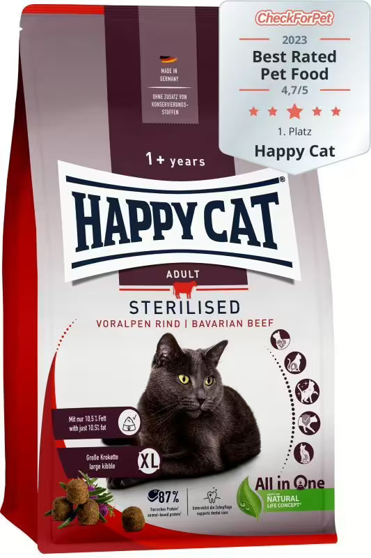 Храна за котки Happy Cat Sterilised Adult Bavarian Beef с говеждо