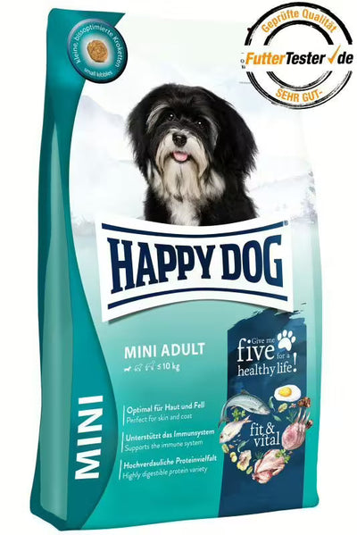 Храна за кучета Happy Dog Fit & Vital Mini Adult със сьомга, агнешко и пилешко