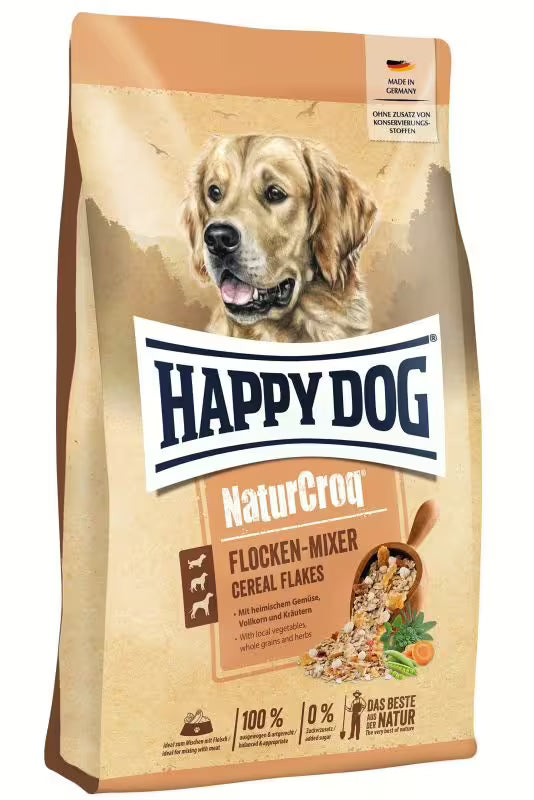 Допълваща храна за кучета Happy Dog Flakes Mixer – мюсли за смесване с месо