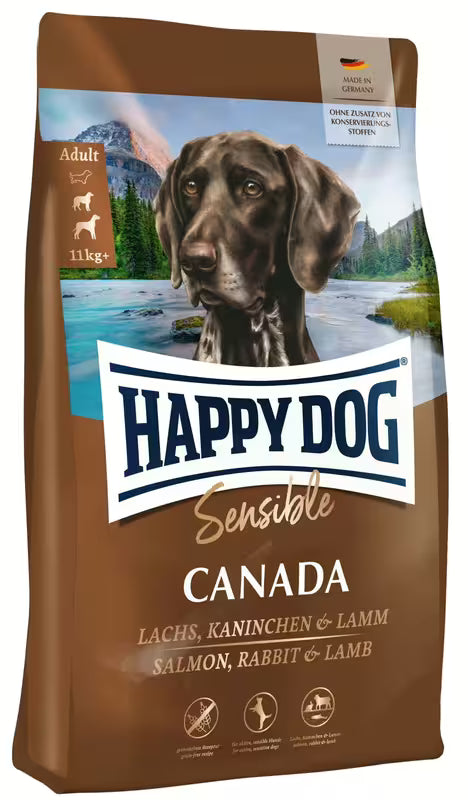 Храна за кучета Happy Dog Sensible Canada със сьомга, заек и агнешко, без зърнени съставки