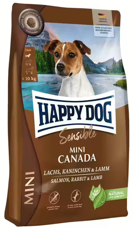 Храна за кучета Happy Dog Sensible Mini Canada със сьомга, заек и агнешко, без зърнени съставки