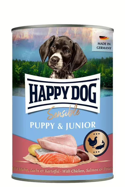 Консерва за кучета Happy Dog Sensible Puppy & Junior с пиле, сьомга и картофи