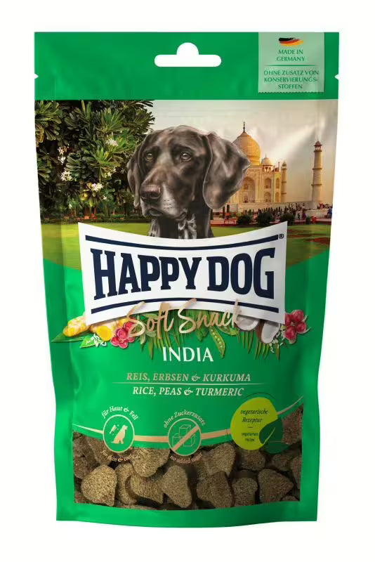 Бисквитки за кучета Happy Dog Мек снакс India с грах и куркума