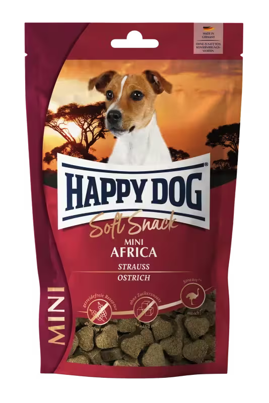 Бисквитки за кучета Happy Dog Мек снакс Mini Африка със щраус
