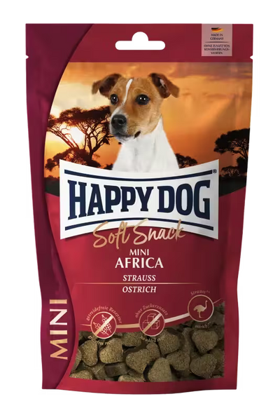 Бисквитки за кучета Happy Dog Мек снакс Mini Африка със щраус