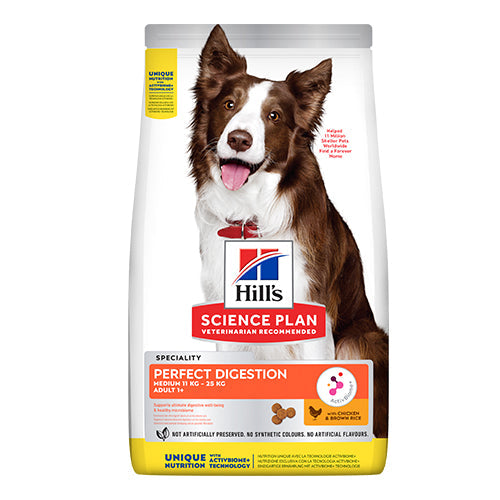 Hill’s Science Plan Adult Perfect Digestion Medium с пиле - суха храна за кучета 11-25 kg за отлично храносмилане - снимка 1 от 9