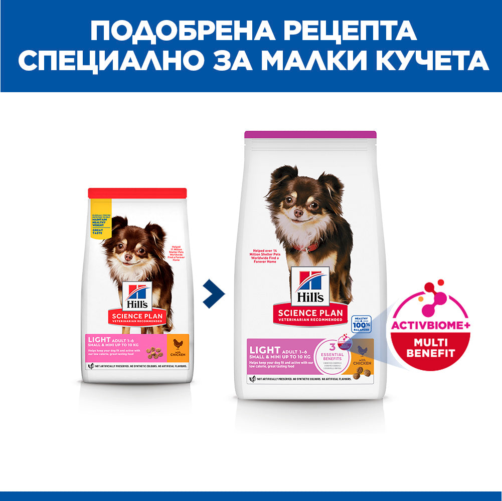 Hill's Science Plan Light Small&Mini с пилешко – нов облик и подобрена рецепта