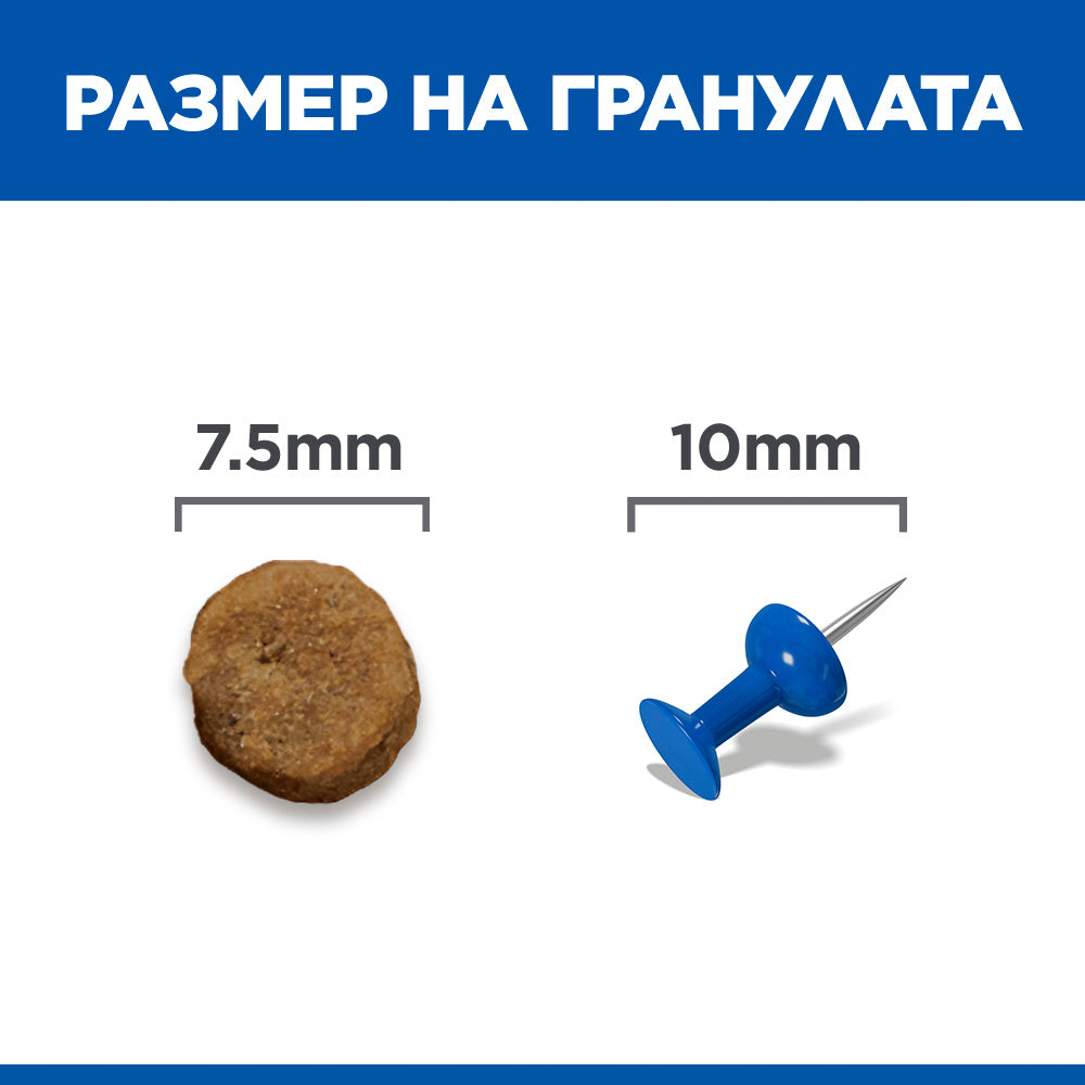 Hill's Science Plan Small & Mini Mature 7+ с пилешко – размер на гранулата