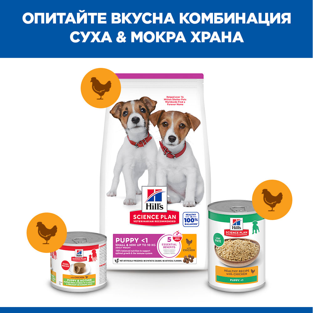 Hill's Science Plan Small&Mini Puppy с пилешко – комбинация суха и мокра храна