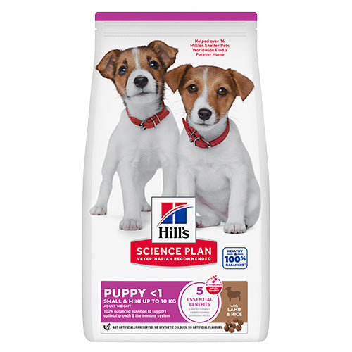 Hill's Science Plan Puppy Small & Mini с агнешко и ориз – предна страна на опаковката