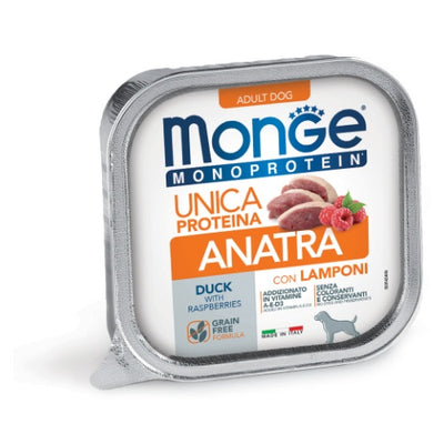 Терин Monge Fruit Pate с патешко и малини за кучета (Grain Free) – опаковка