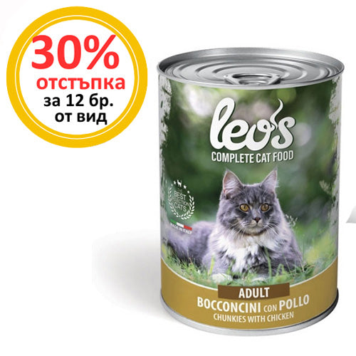 Консерва хапки Leo’s Adult с пилешко – опаковка