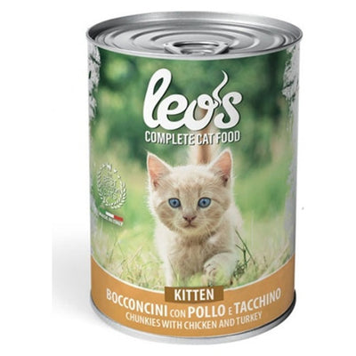 Консерва хапки Leo’s Kitten с пилешко и пуешко – опаковка