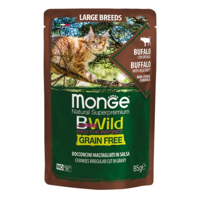 Пауч Monge BWild Grain Free Large Breeds с биволско и зеленчуци – опаковка