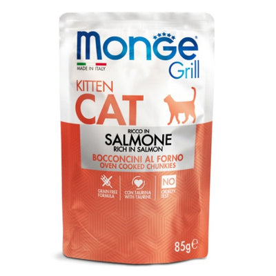 Пауч Monge Grill Grain Free Kitten със сьомга – опаковка