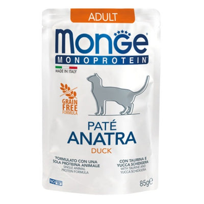 Пауч пастет Monge Cat Grain Free Adult с патешко – опаковка