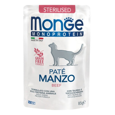 Пауч пастет Monge Cat Grain Free Sterilised с телешко – опаковка