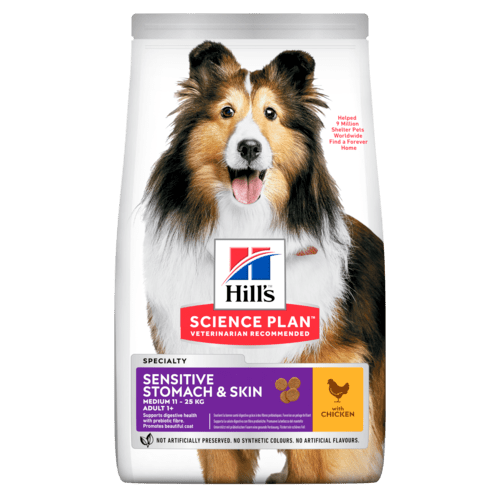 Пълноценна храна за кучета Hill’s SP Adult Sensitive Stomach & Skin с пилешко - снимка 1 от 5