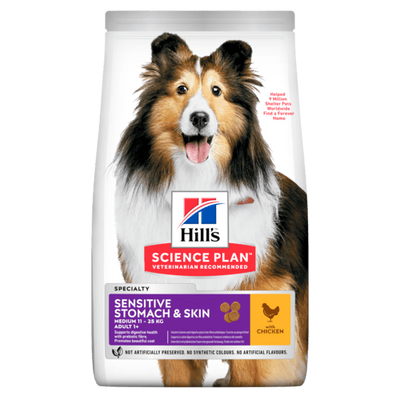 Пълноценна храна за кучета Hill’s SP Adult Sensitive Stomach & Skin с пилешко - снимка 1 от 5