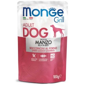 Пауч хапки за кучета Monge Grill Chunkies Adult, с говеждо